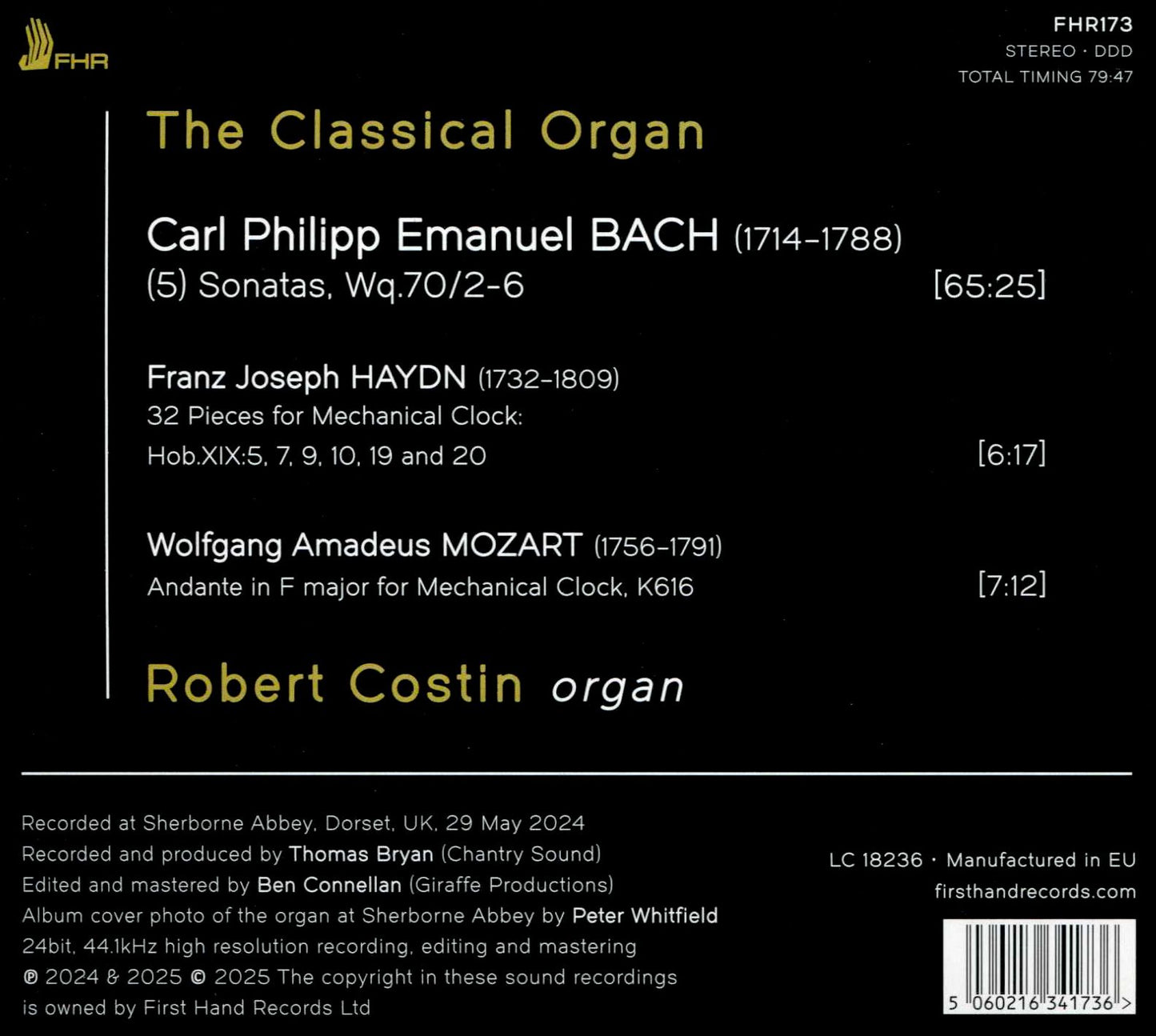 Classical Organ (C.P.E. Bach / Haydn / Costin)