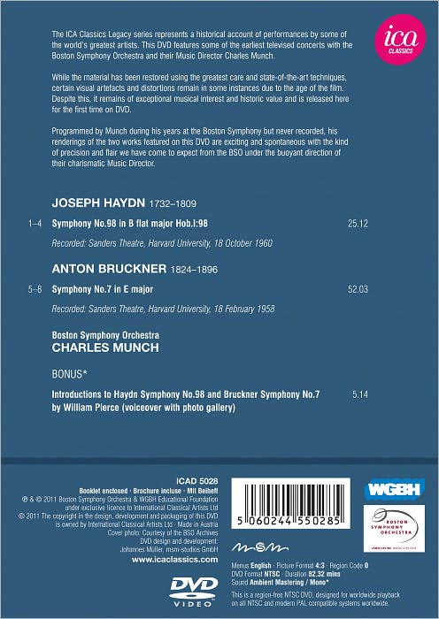 Haydn: Symphony No. 98 - Bruckner: Symphony No. 7 BSO/Charles Munch