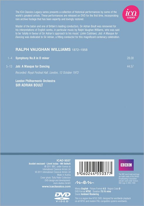 Sir Adrian Boult: Vaughan Williams - Symphony 8/Job: A Masque for Dancing