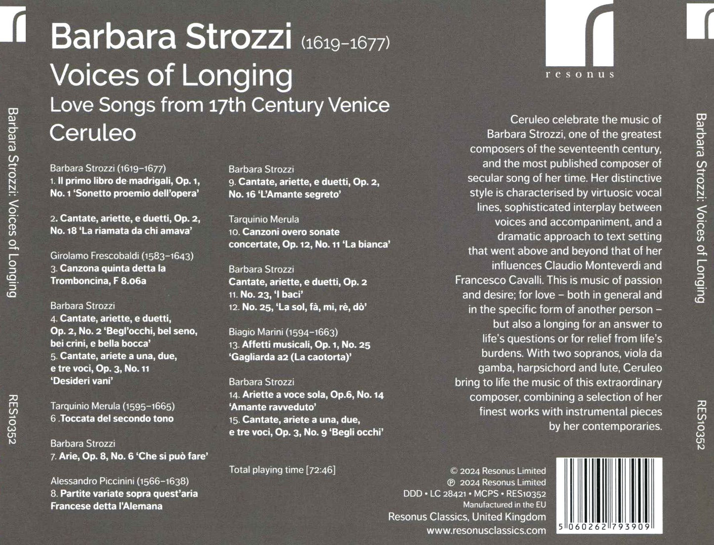 Barbara Strozzi: Voices Of Longing - Love Songs (Barbara Strozzi / Ceruleo)
