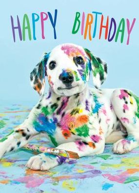 BDAY Dalmation covered in paint