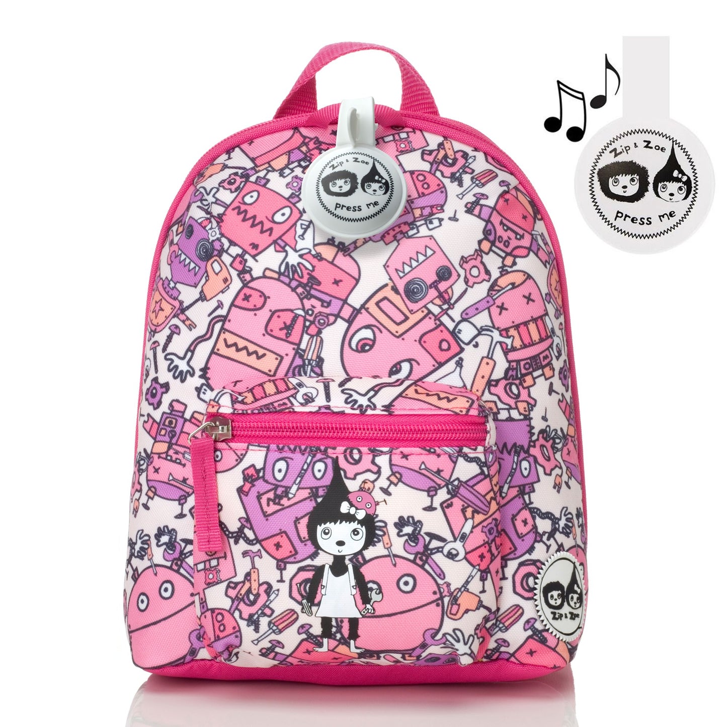 Zip & Zoe Mini Backpack Robots - Pink