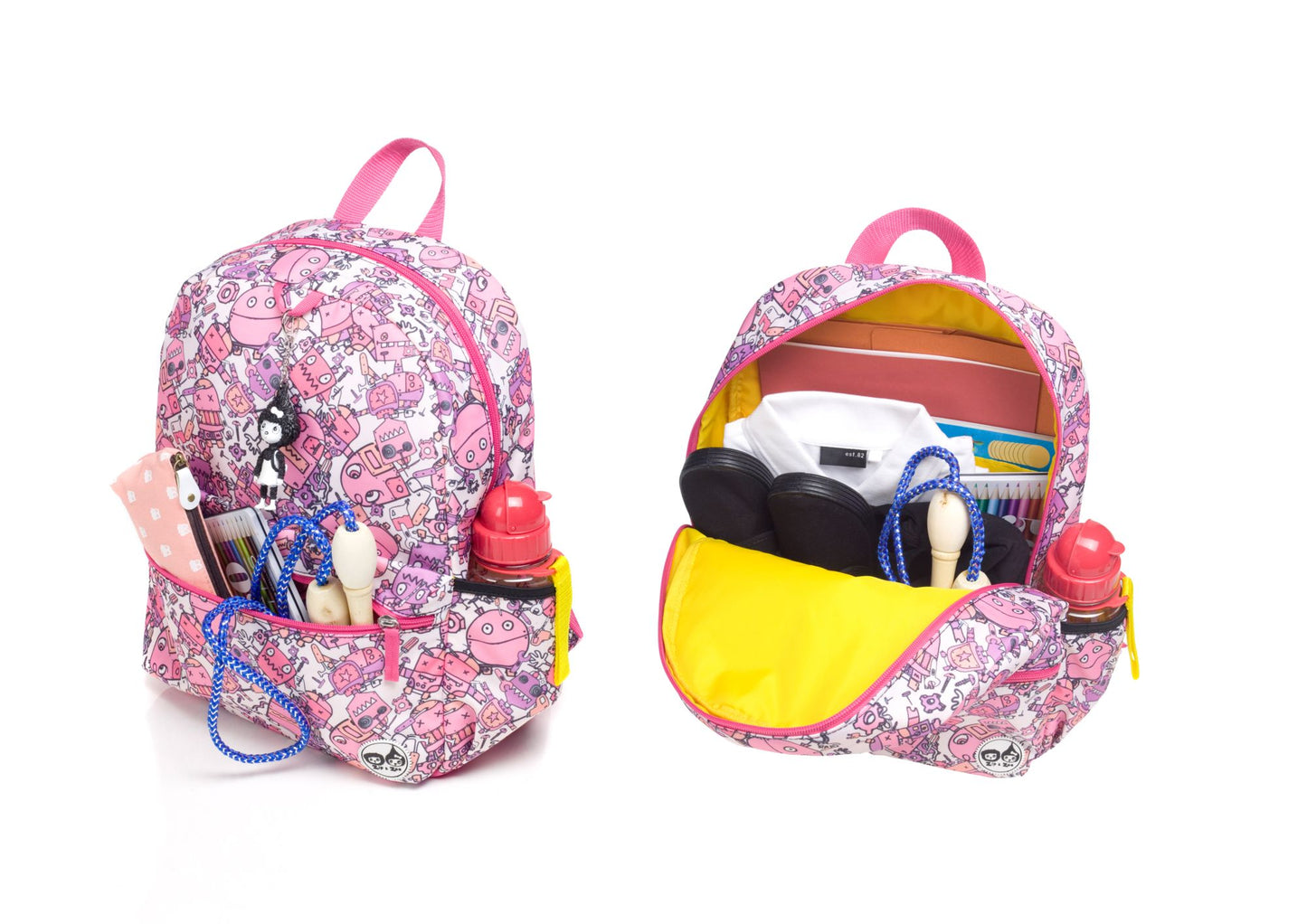 Zip & Zoe Junior Backpack Robots - Pink