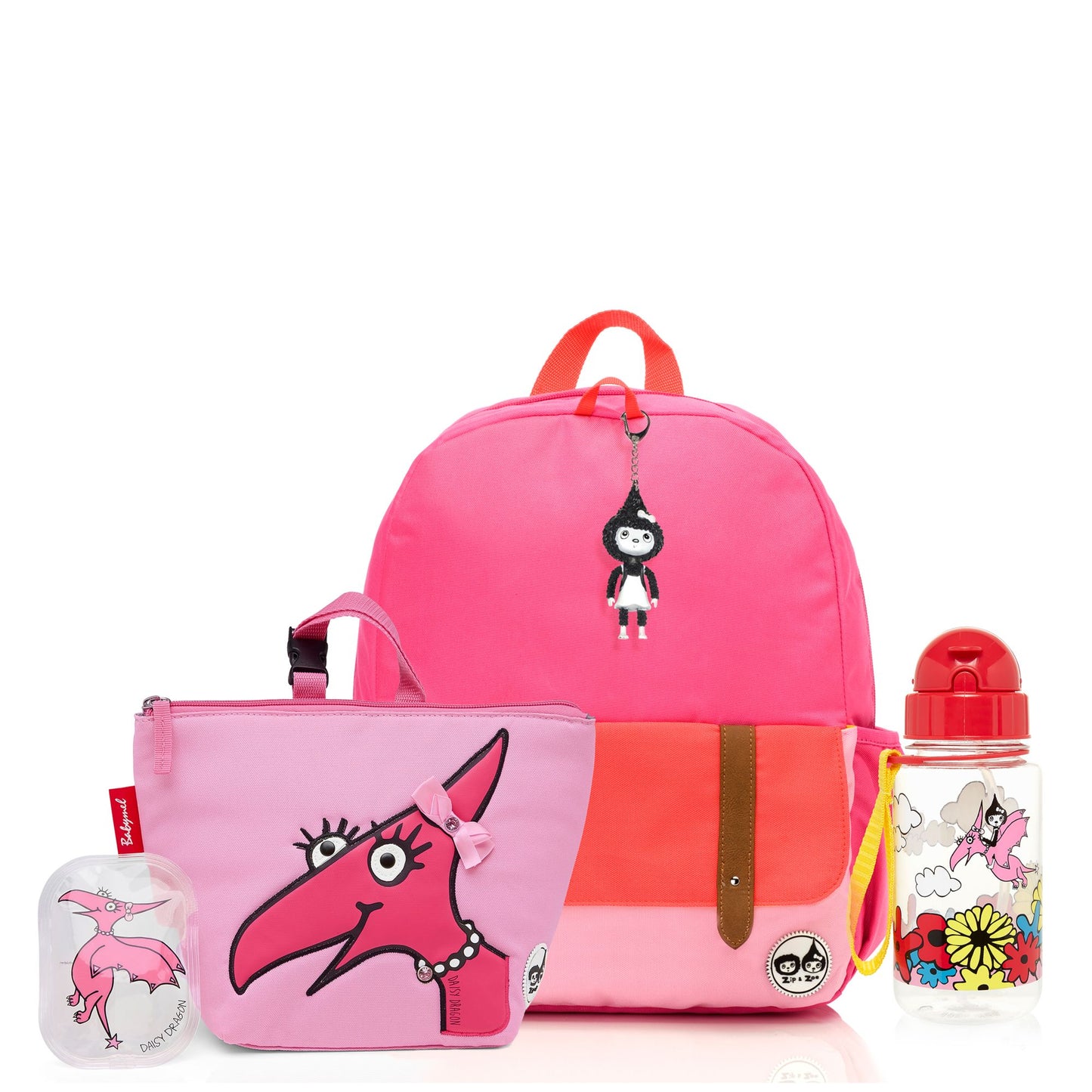 Zip & Zoe Junior Backpack Bright Pink/Daisy Bundle