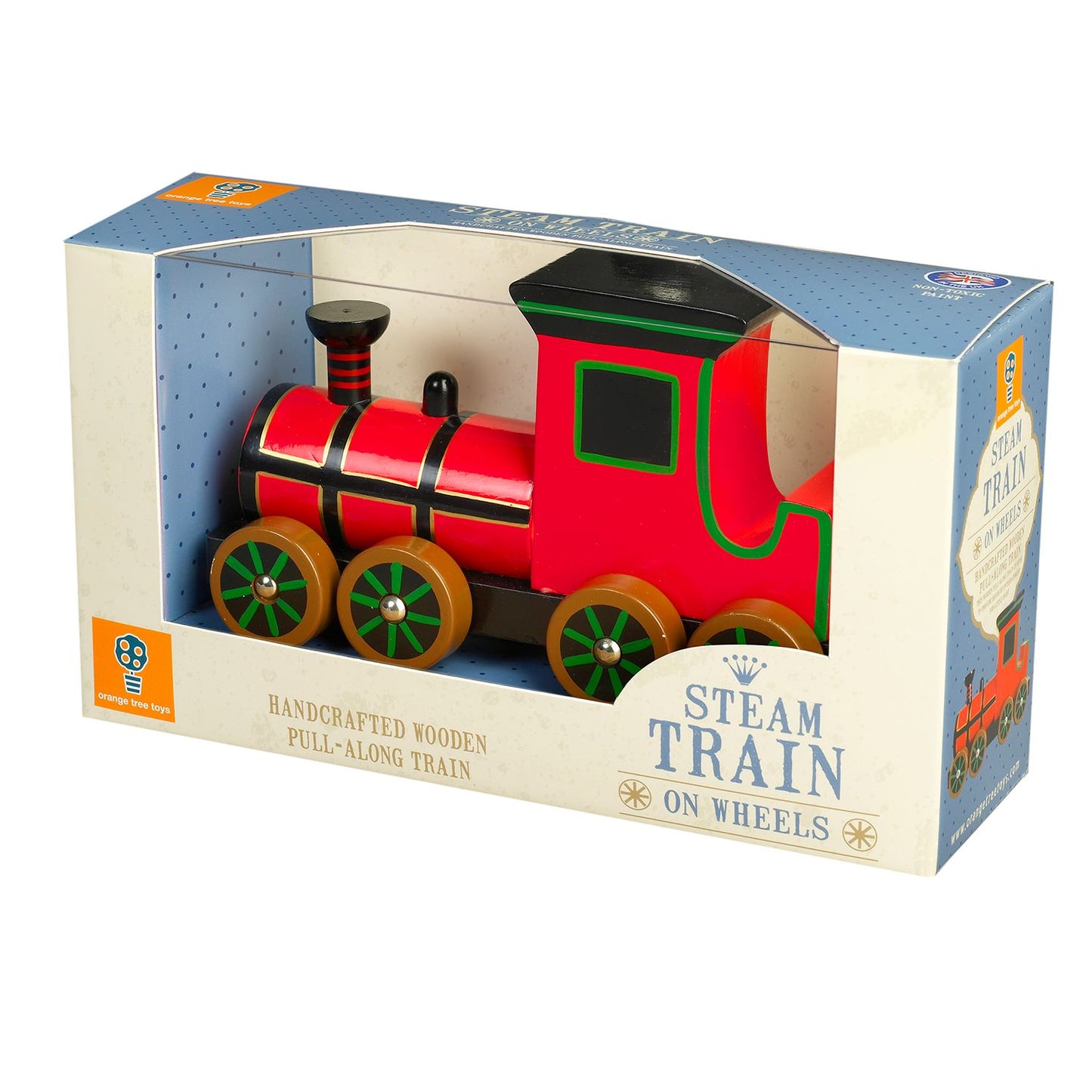 Orange Tree Toys Wooden Steam Train Pull Along
