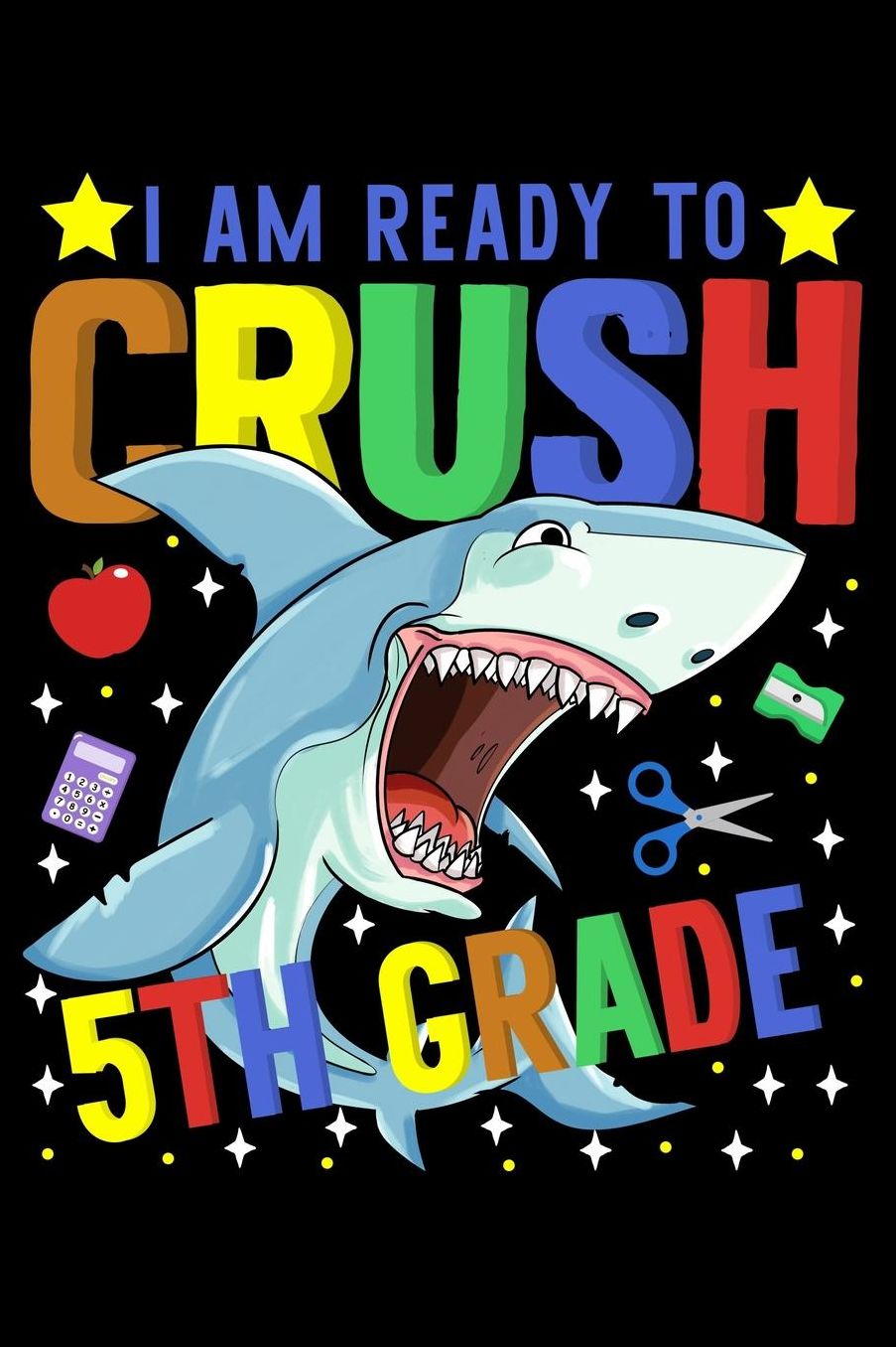 I am ready to crush 5th grade: Fish and shark fans design 120 Page composition Blank Notebook colleg ruled journal for your kids boy or girl to start a happy 1st day of school