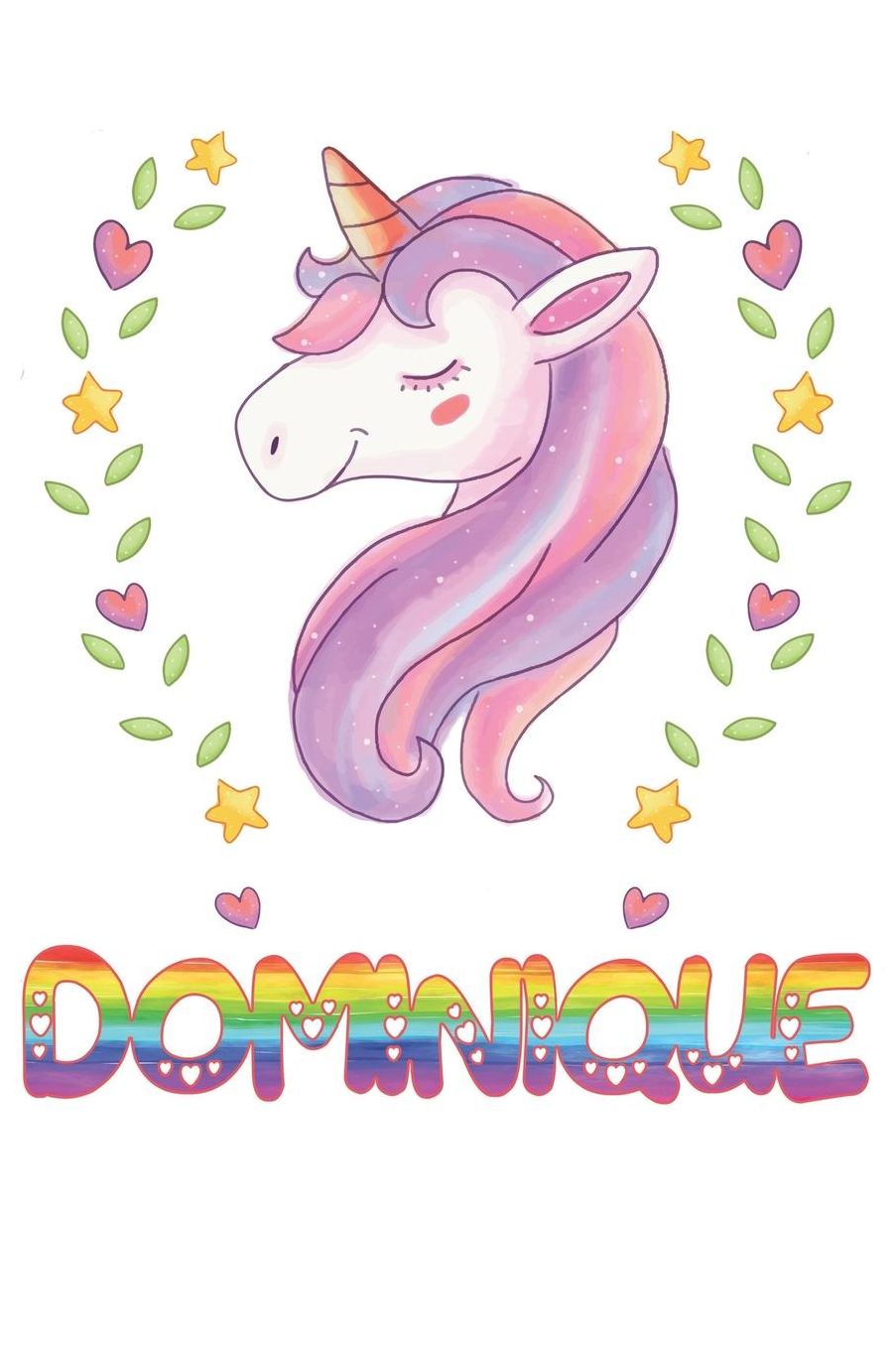 Dominique: Dominique Notebook Journal 6x9 Personalized Gift For Dominique Unicorn Rainbow Colors Lined Paper