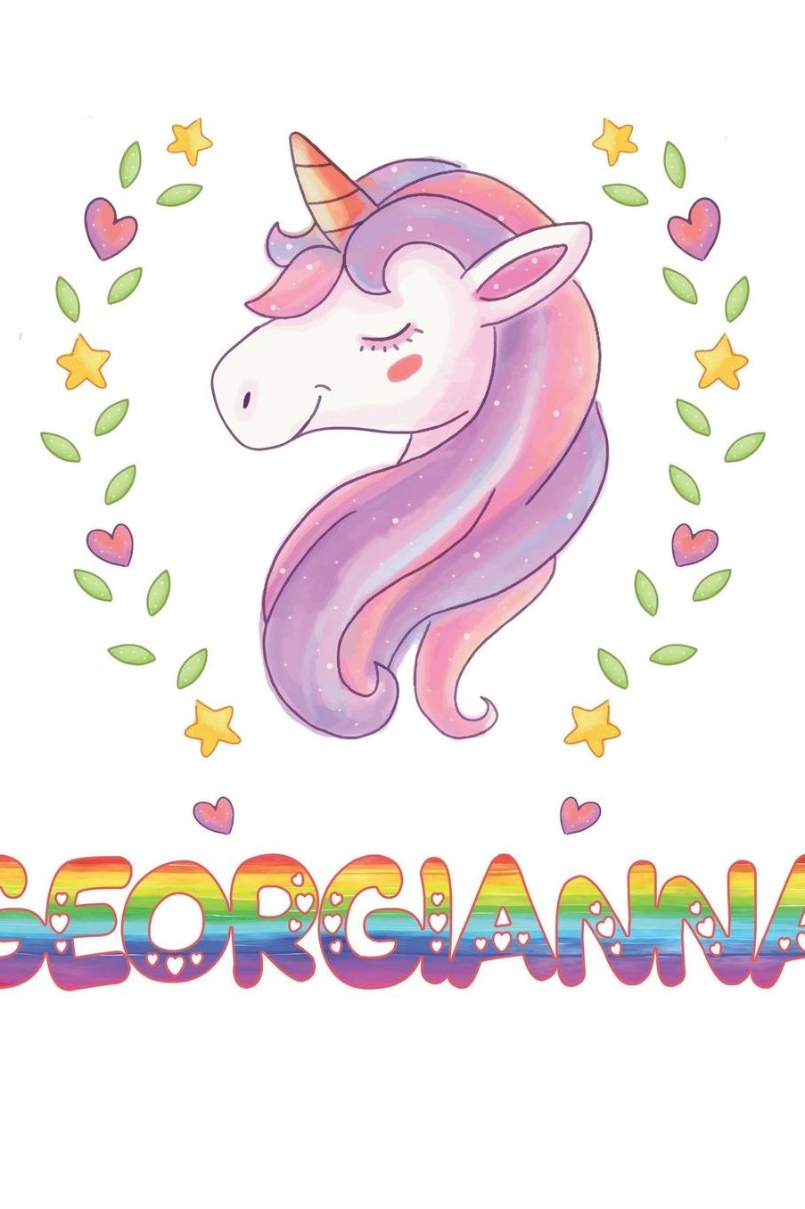 Georgianna: Georgianna Notebook Journal 6x9 Personalized Gift For Georgianna Unicorn Rainbow Colors Lined Paper