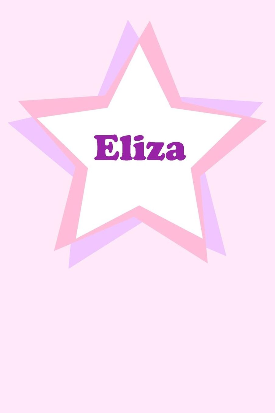 Eliza: Personalized Name Journal. Wide Ruled (Lined) Writing Diary, Composition Book. Cute Pink Star Cover for Girls, Kids and Teens
