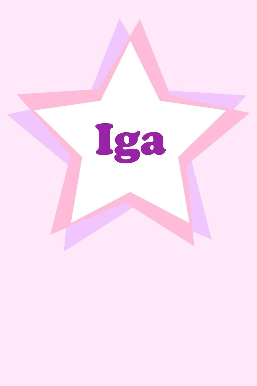 Iga: Personalized Name Journal. Wide Ruled (Lined) Writing Diary, Composition Book. Cute Pink Star Cover for Girls, Kids and Teens