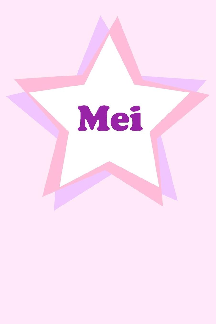 Mei: Personalized Name Journal. Wide Ruled (Lined) Writing Diary, Composition Book. Cute Pink Star Cover for Girls, Kids and Teens