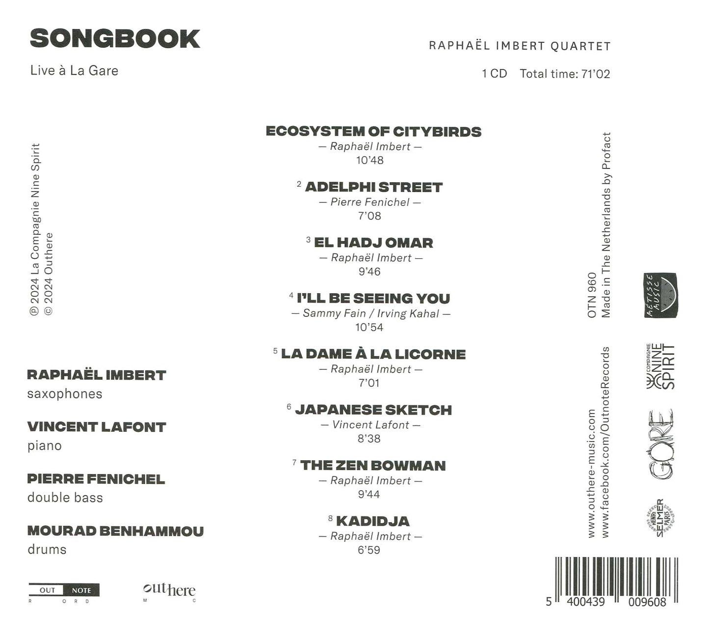 Songbook (Live A La Gare) (Raphael Imbert / Vincent Lafont / Pierre Fenichel)