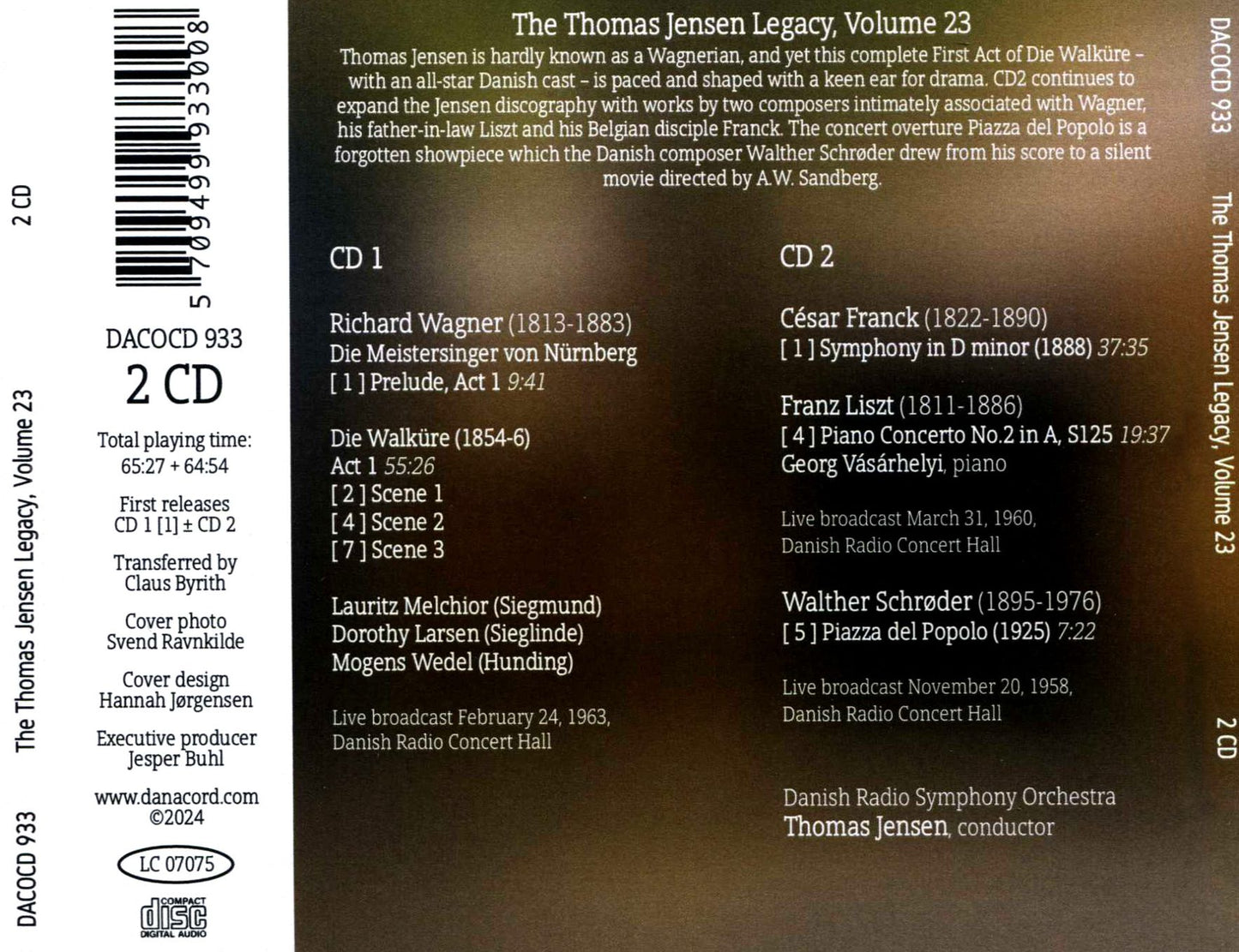 Thomas Jensen Legacy Vol. 23 (Franck / Liszt / Danish Radio Symphony Orchestra)
