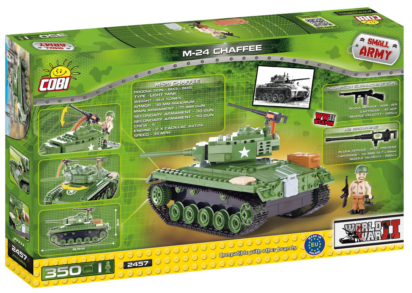 COBI Small Army American M24 Chaffee Construction Blocks Building Kit