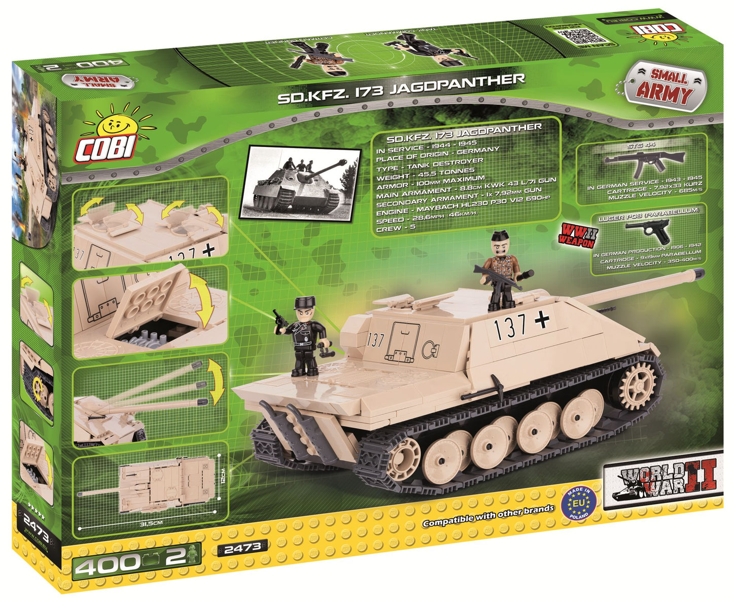 COBI Small Army SD. KFZ. 173 Jagdpanther Tank Construction Blocks Building Kit