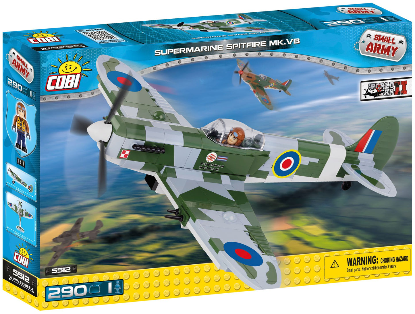 COBI Small Army World War II Supermarine Spitfire MK V Plane 290 Piece Construction Blocks Building Kit