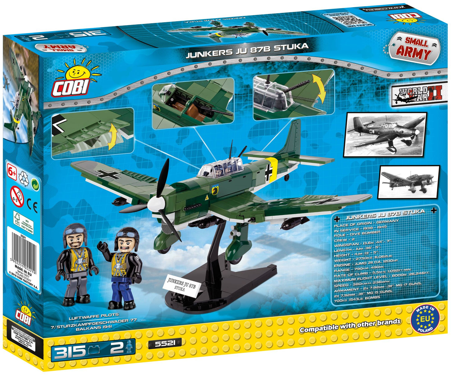 COBI Small Army World War II Junkers JU 87B Plane 315 Piece Construction Blocks Building Kit