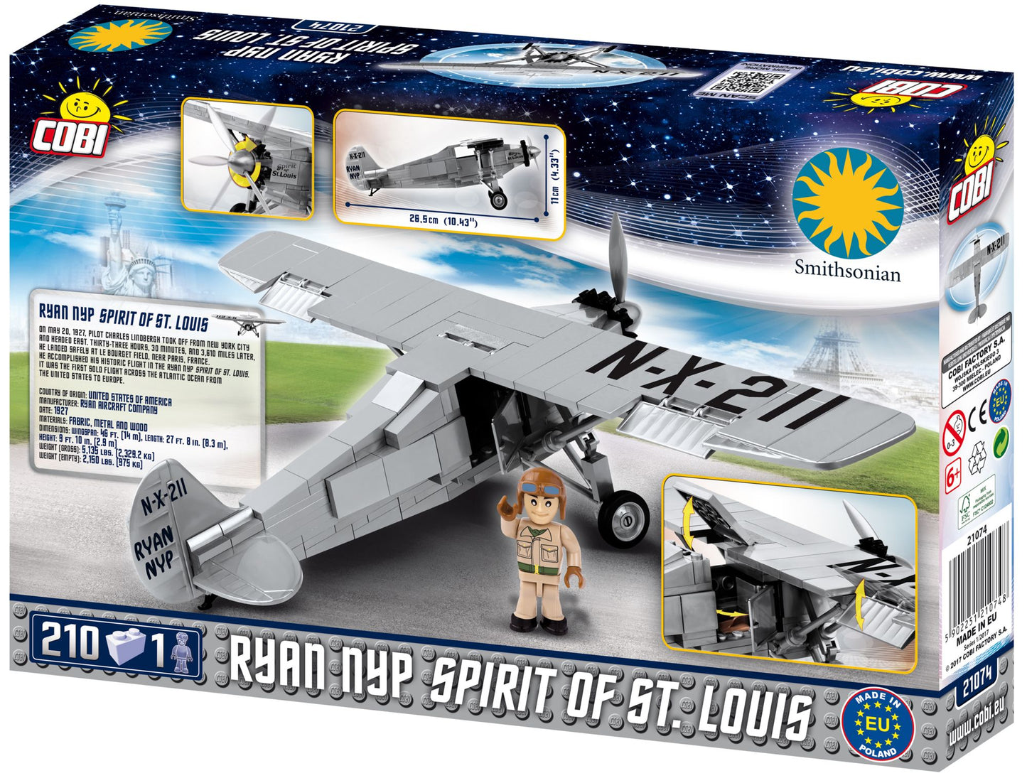COBI Smithsonian Ryan NYP Spirit of St. Louis Plane 210 Piece Construction Blocks Building Kit