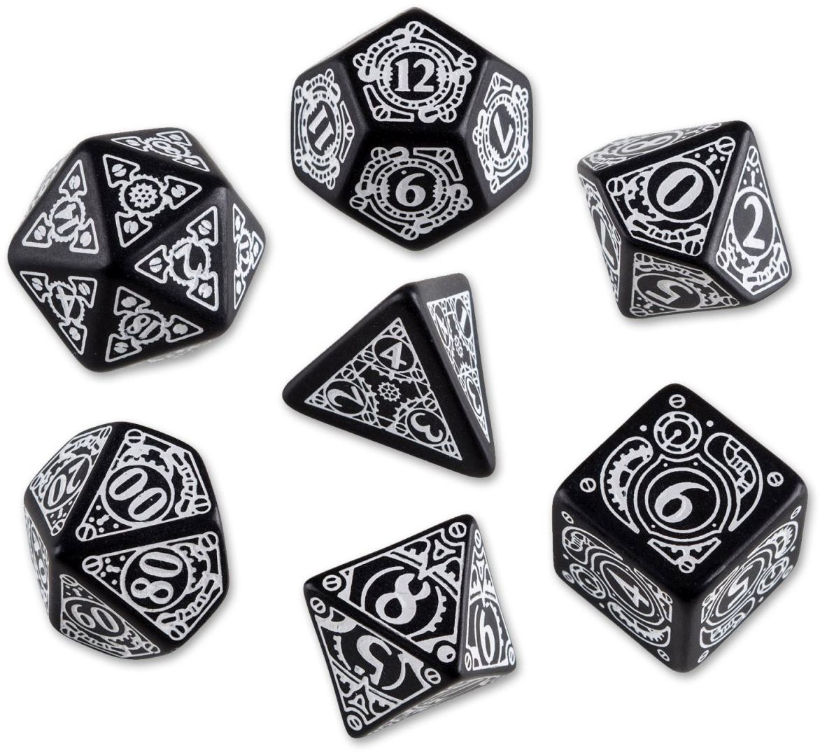 Black and white Steampunk Dice Set