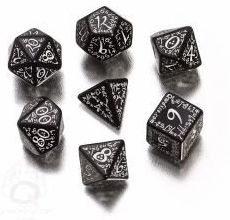 Black and White Elven Dice Set