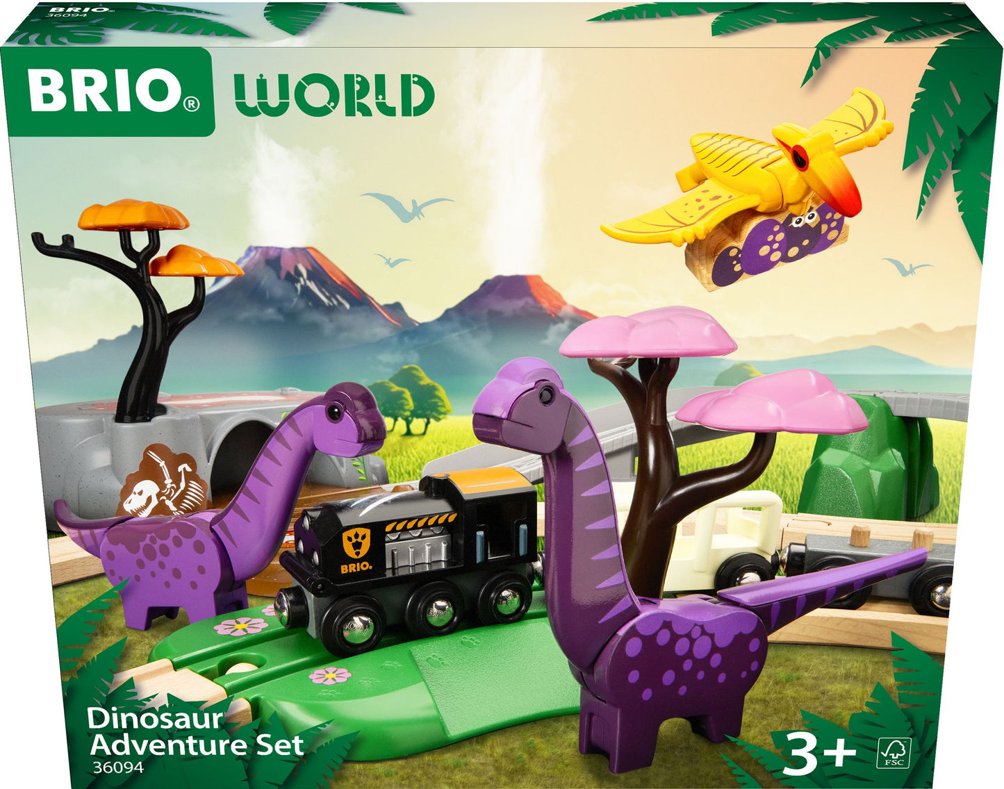 BRIO World Wooden Railway Train Set Dinosaur Adventure Set