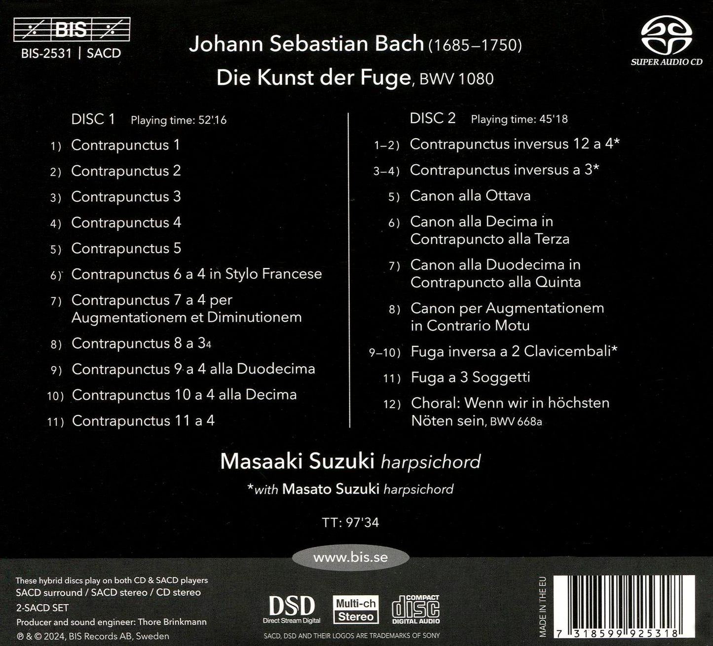 Die Kunst Der Fuge (Bach / Suzuki)