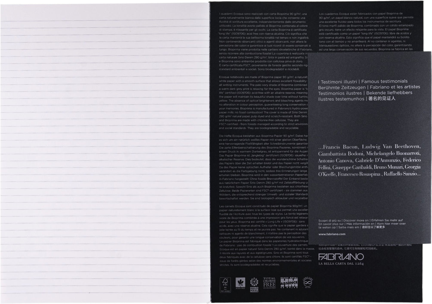 Ecoqua Plus Journal, A4, Glue-Bound, Lined, Black