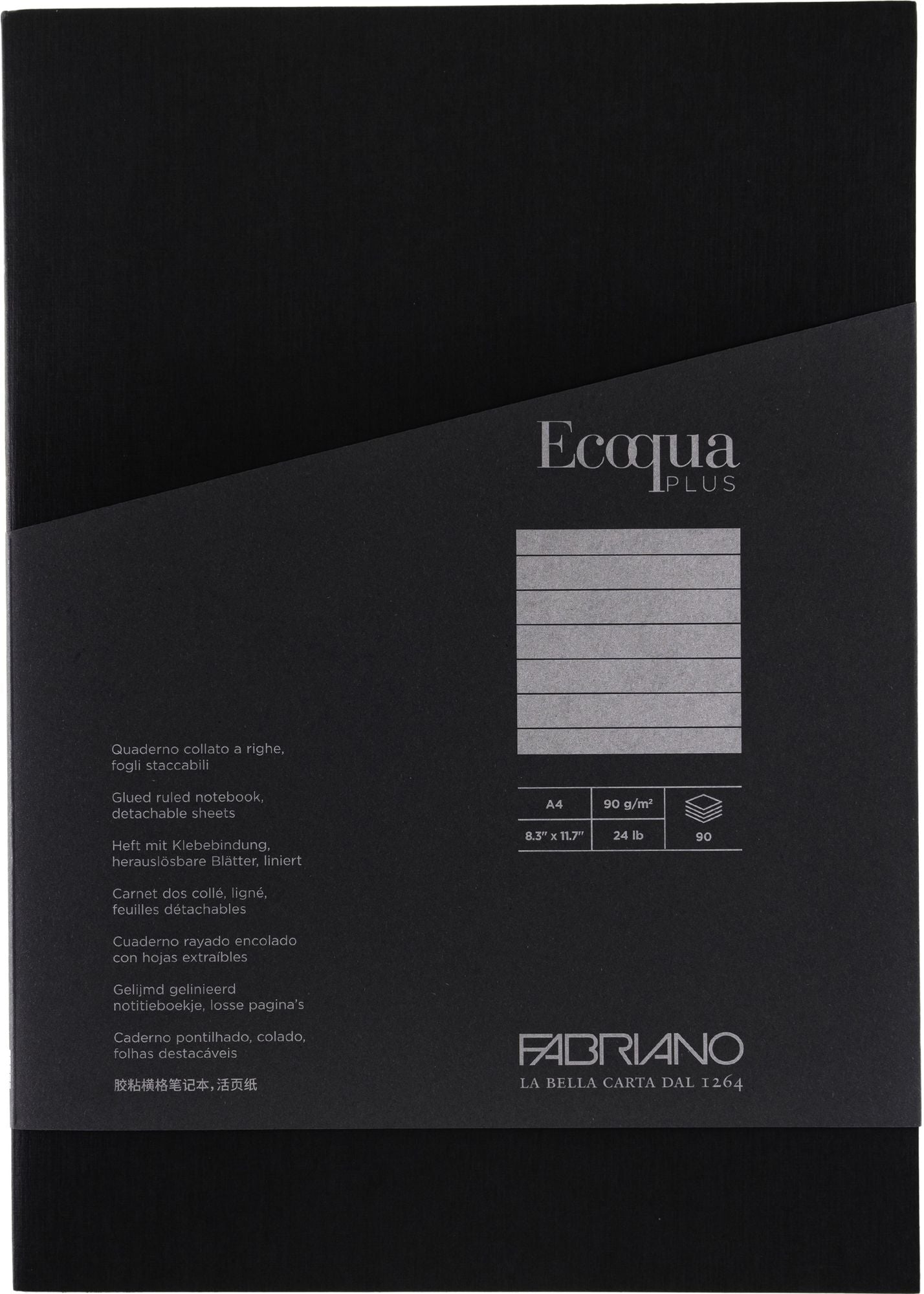 Ecoqua Plus Journal, A4, Glue-Bound, Lined, Black