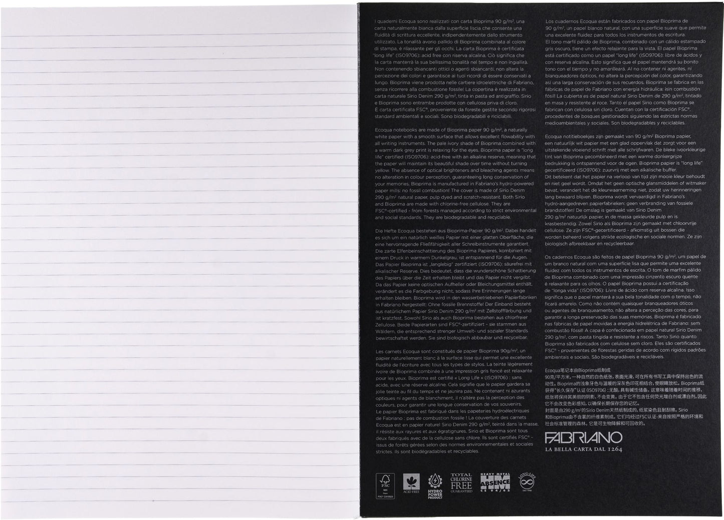 Ecoqua Plus Journal, A4, Glue-Bound, Lined, Black