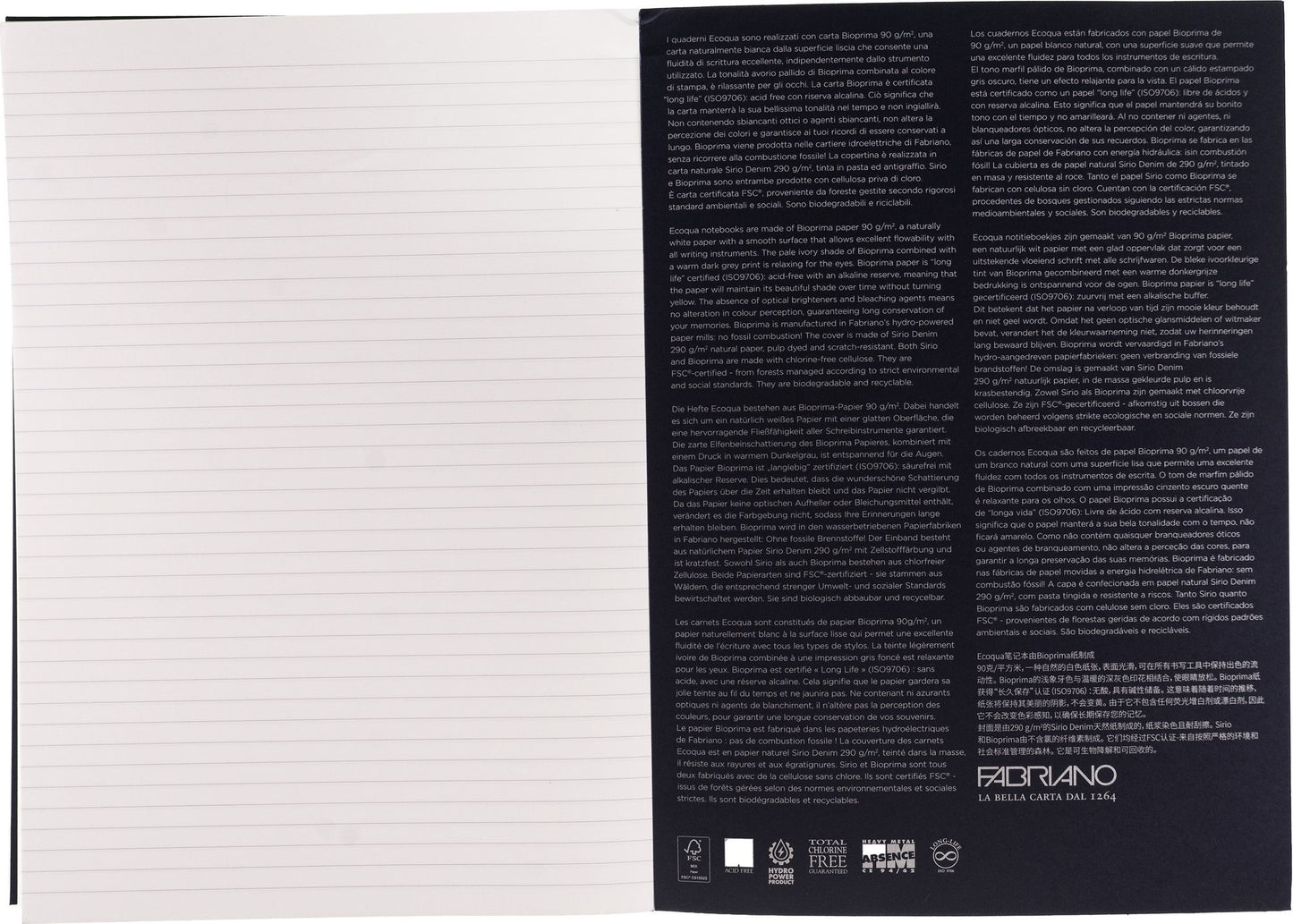 Ecoqua Plus Journal, A4, Glue-Bound, Lined, Navy
