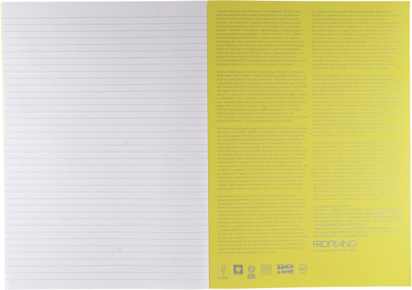 Ecoqua Plus Journal, A4, Glue-Bound, Lined, Yellow