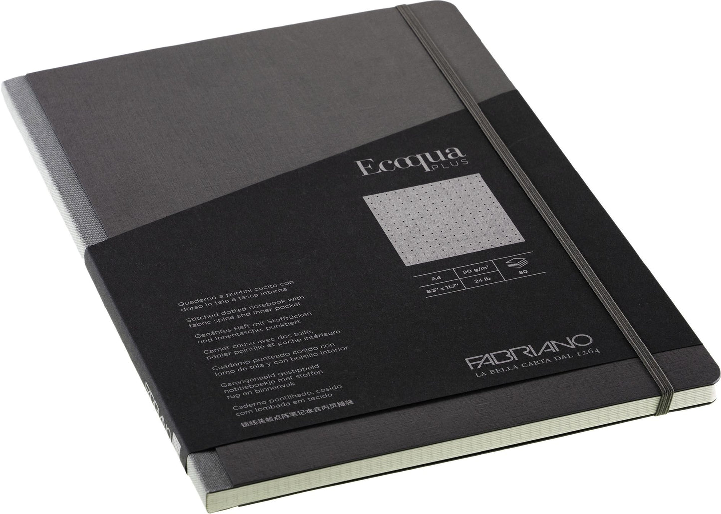Ecoqua Plus Journal, A4, Fabric-Bound, Dotted, Grey