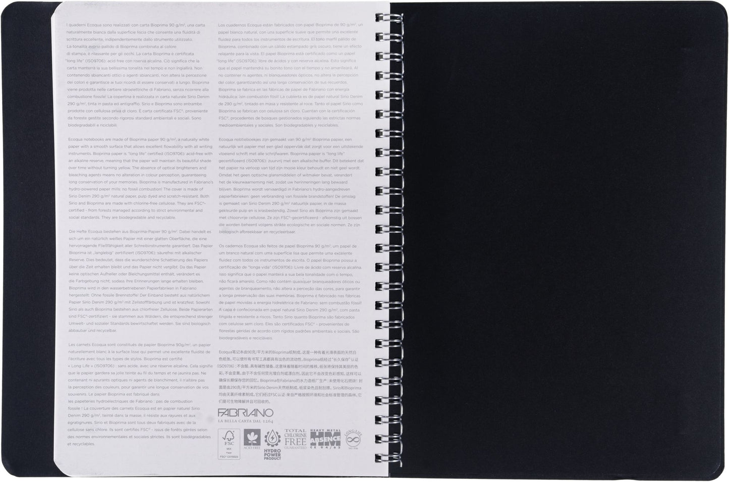 Ecoqua Plus Journal, A5, Hidden Spiral-Bound, Dotted, Black