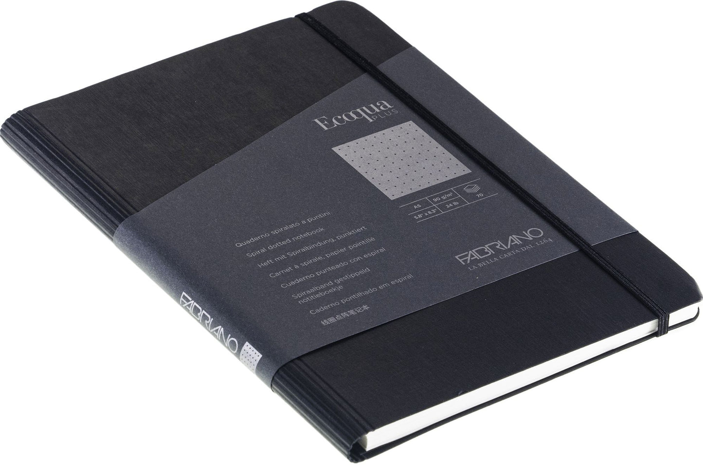 Ecoqua Plus Journal, A5, Hidden Spiral-Bound, Dotted, Black