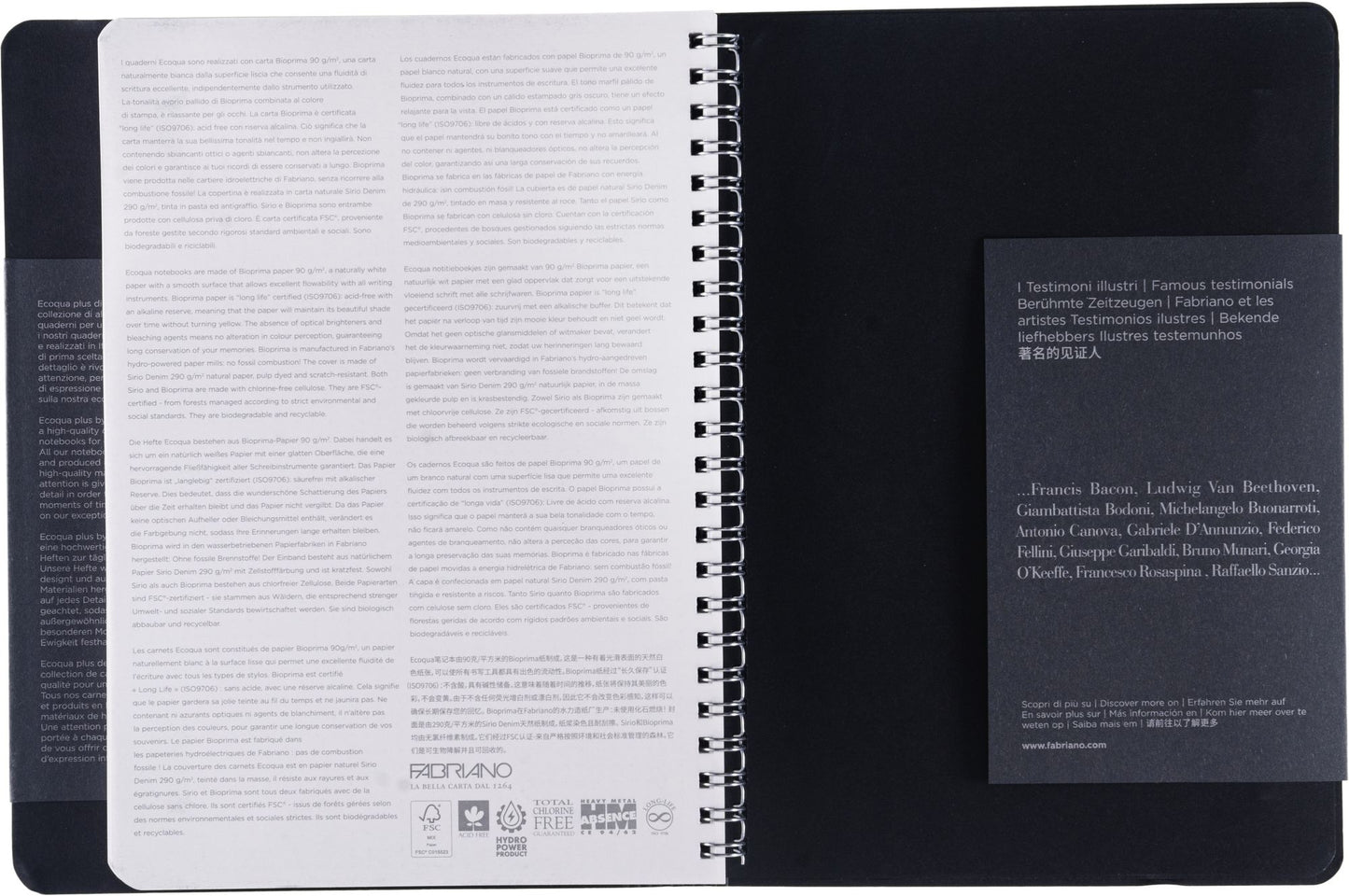 Ecoqua Plus Journal, A5, Hidden Spiral-Bound, Dotted, Black