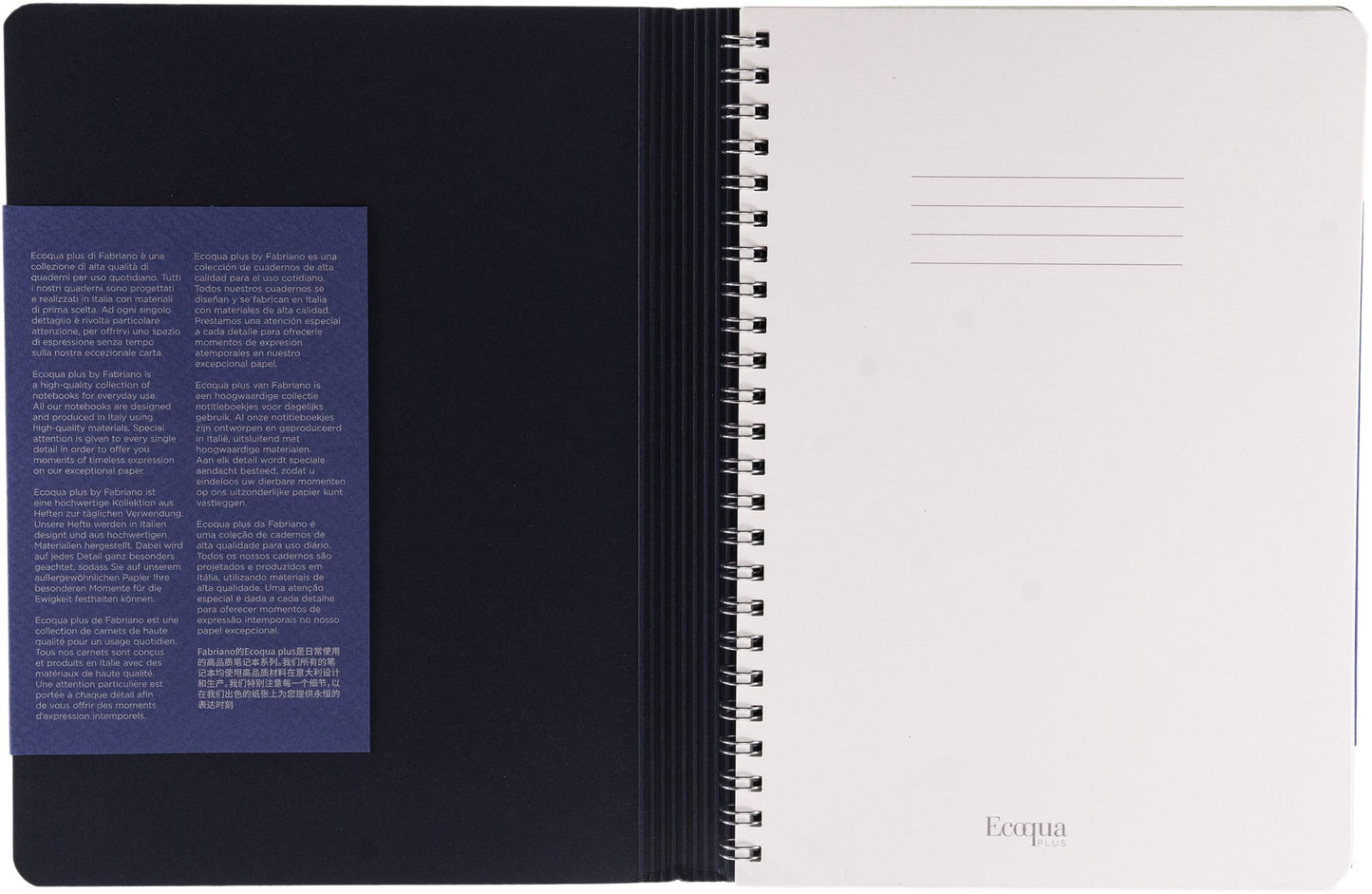 Ecoqua Plus Journal, A5, Hidden Spiral-Bound, Dotted, Navy