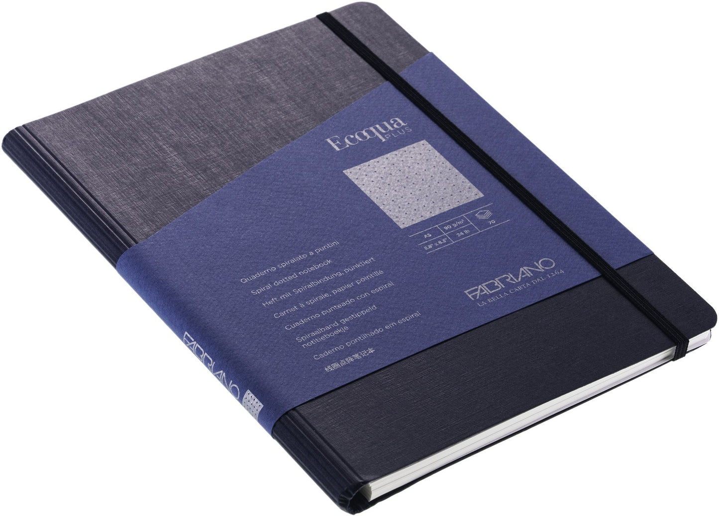 Ecoqua Plus Journal, A5, Hidden Spiral-Bound, Dotted, Navy