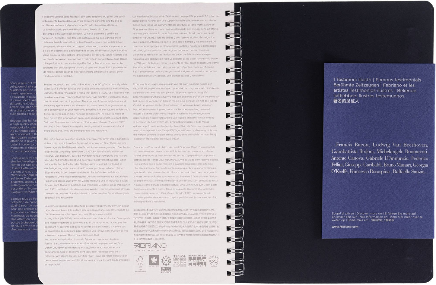 Ecoqua Plus Journal, A5, Hidden Spiral-Bound, Dotted, Navy