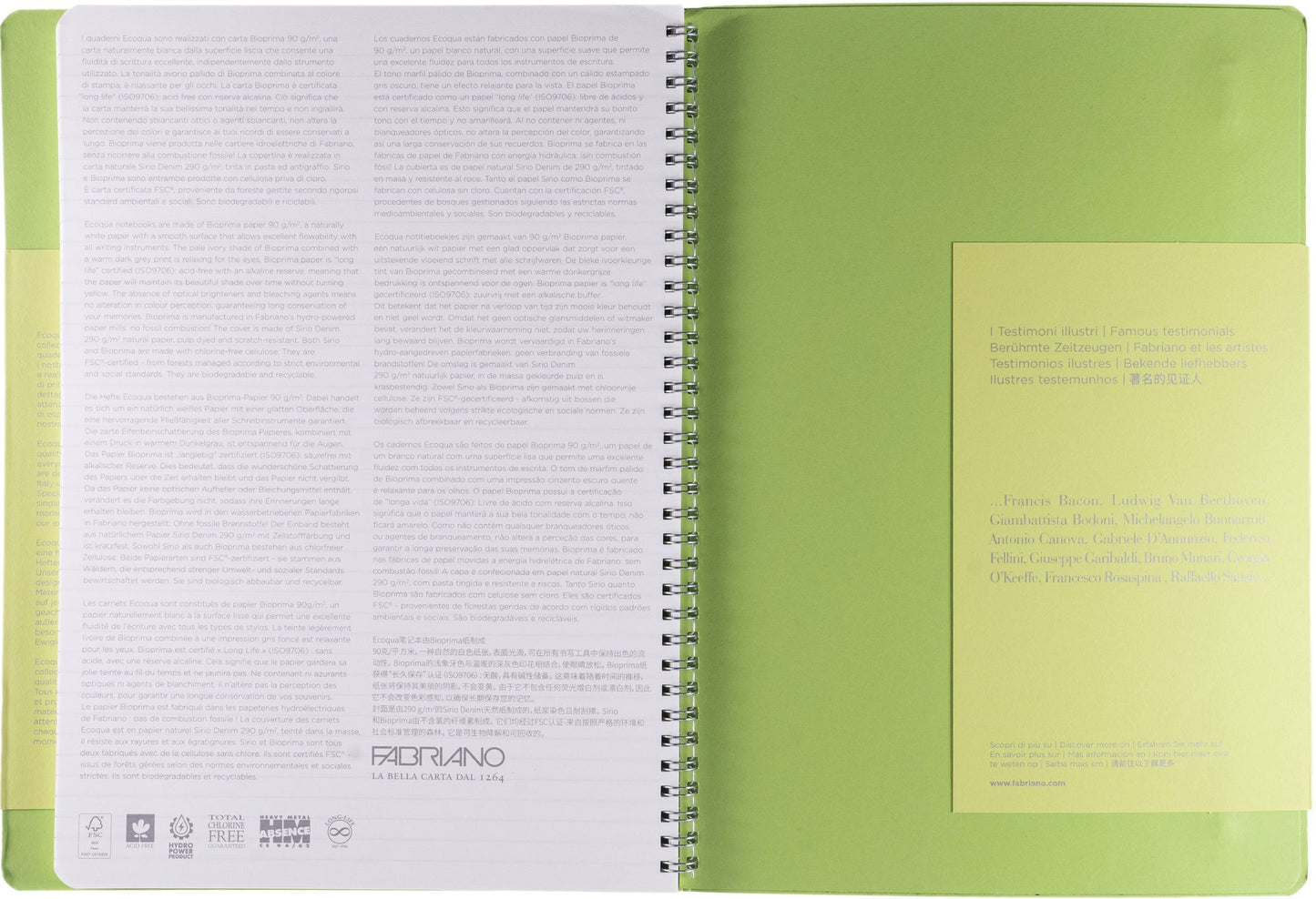 Ecoqua Plus Journal, A4, Hidden Spiral-Bound, Lined, Lime