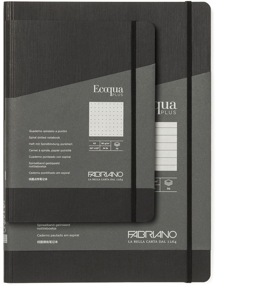 Ecoqua Plus Journal, A4, Hidden Spiral-Bound, Lined, Navy