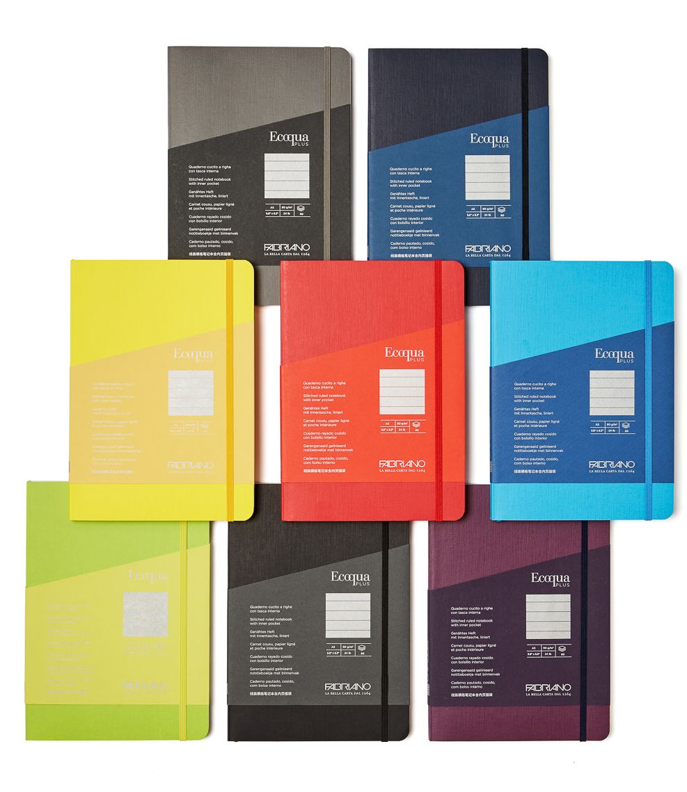 Ecoqua Plus Journal, 3.5 x 5.5, Stitch-Bound, Lined, Navy