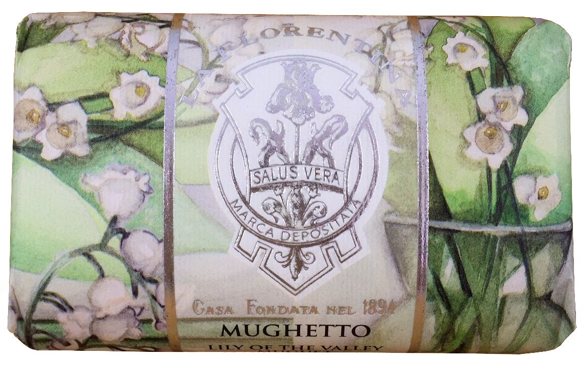 Mughetto ''Lily of The Valley'' Olive Oil Organic Soap in Fiorentine Paper 8oz