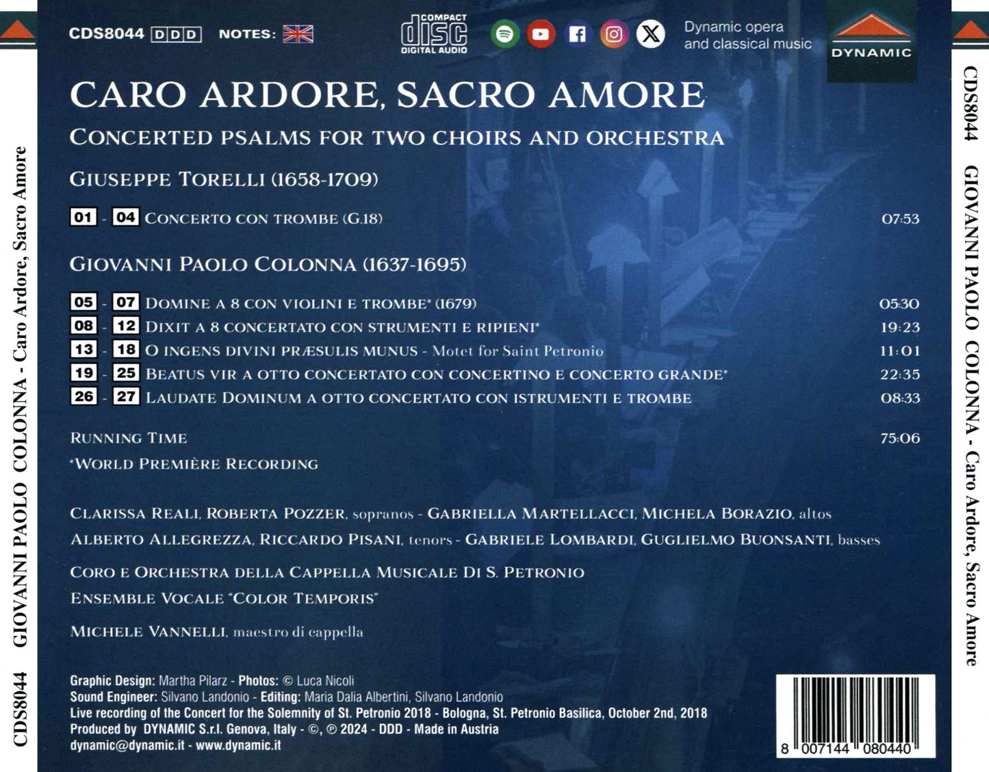 Caro Ardore Sacro Amore - Concerted Psalms For 2 (Colonna / Torelli / Ensemble Vocale Color Temporis)