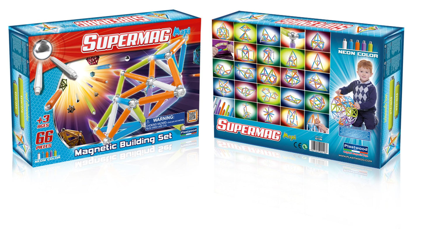 Supermag Maxi Neon 66 Magnetic Building Set