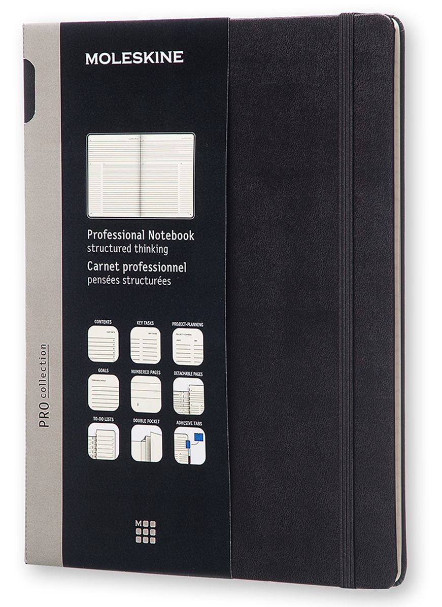 Moleskine Pro Collection Professional Notebook, Extra Large, Black, Hard Cover (7.5 x 10)