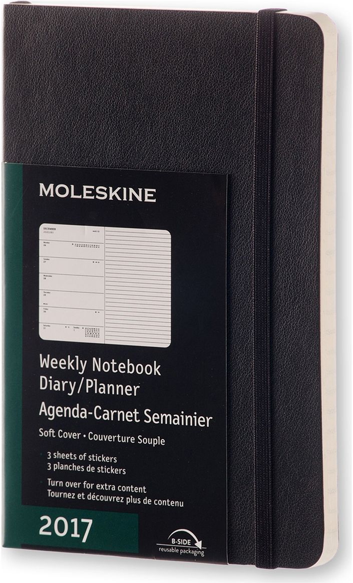 Moleskine 2017 Weekly Notebook, 12M, Pocket, Black, Soft Cover (3.5 x 5.5)