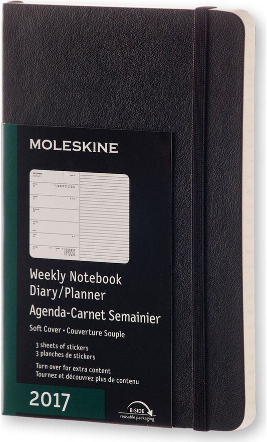 Moleskine 2017 Weekly Notebook, 12M, Pocket, Black, Soft Cover (3.5 x 5.5)