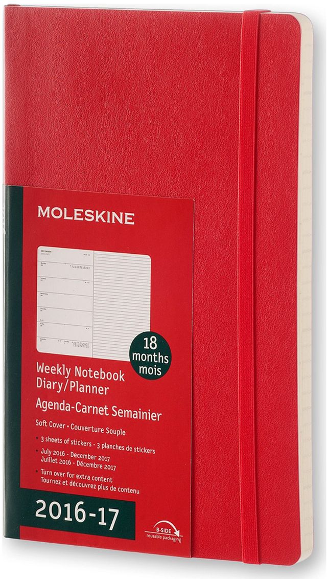 Moleskine 2016-2017 Weekly Notebook, 18M, Large, Scarlet Red, Soft Cover (5 x 8.25)
