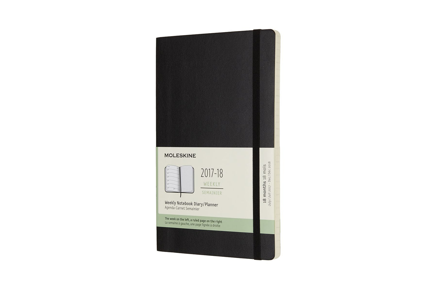 Moleskine 18 Month Weekly Planner, Large, Black, Soft Cover (5 x 8.25)
