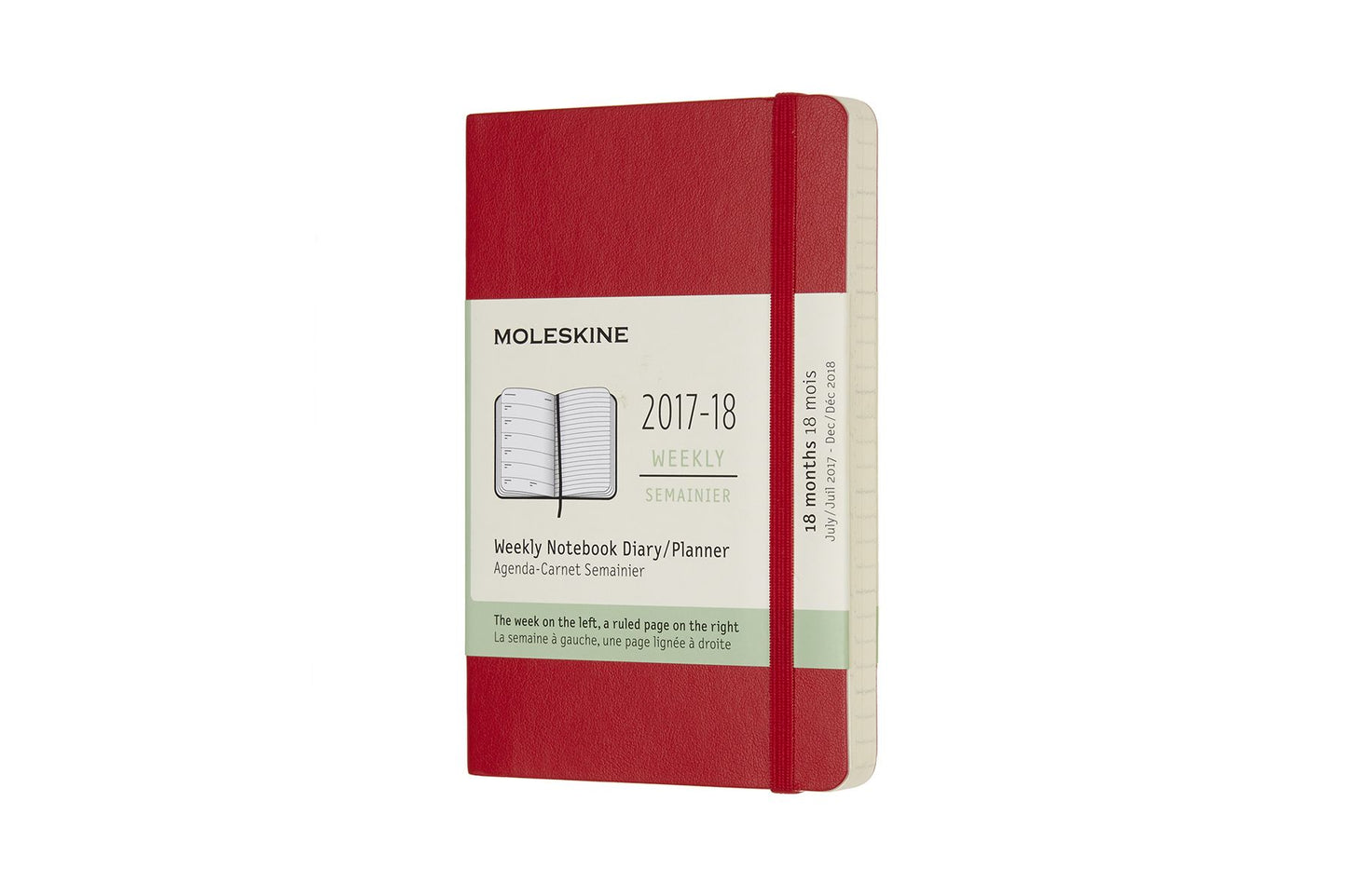 2018 Moleskine 18 Month Weekly Planner, Pocket, Scarlet Red, Soft Cover (3.5 x 5.5)